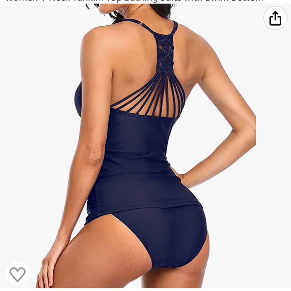 Women’s Navy Blue Halter Tankini